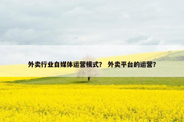 外卖行业自媒体运营模式？ 外卖平台的运营？