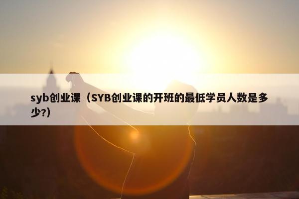 syb创业课（SYB创业课的开班的最低学员人数是多少?）
