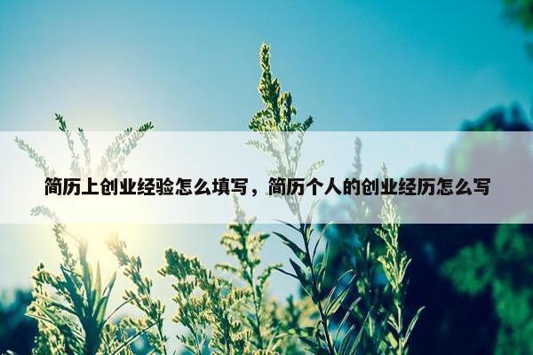 简历上创业经验怎么填写，简历个人的创业经历怎么写