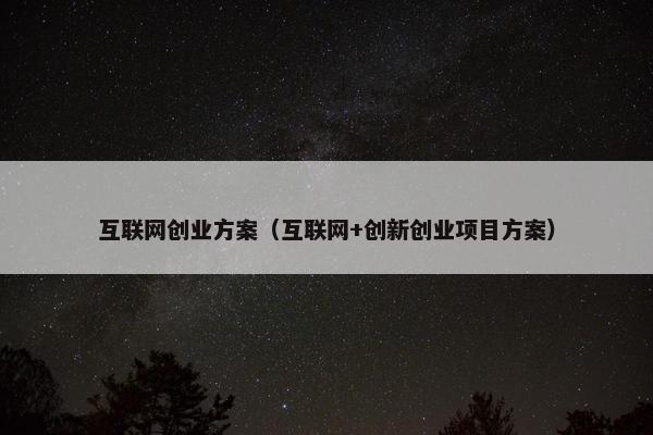 互联网创业方案（互联网+创新创业项目方案）