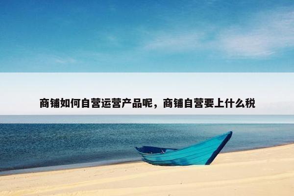 商铺如何自营运营产品呢，商铺自营要上什么税
