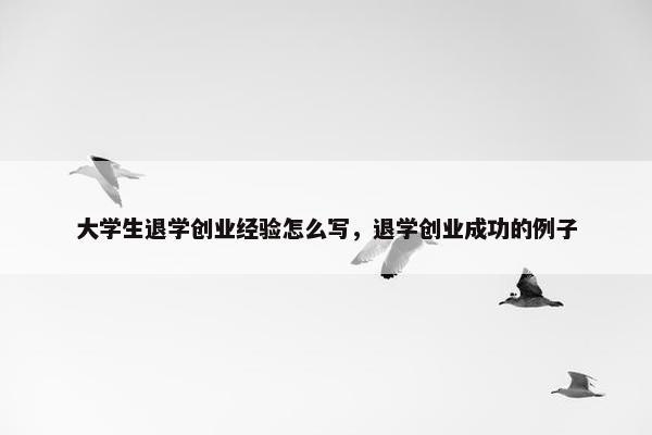 大学生退学创业经验怎么写，退学创业成功的例子