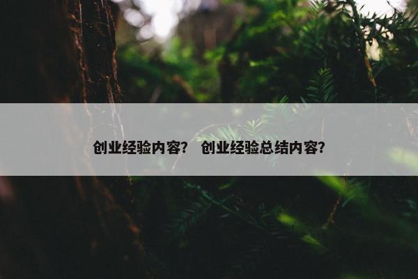 创业经验内容？ 创业经验总结内容？