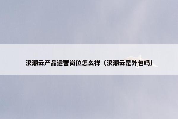 浪潮云产品运营岗位怎么样（浪潮云是外包吗）