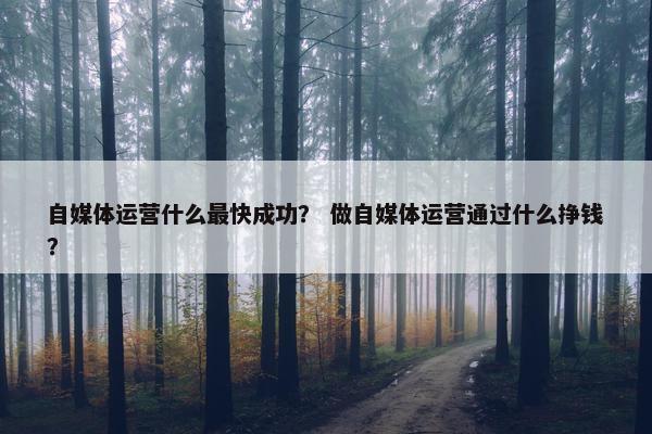 自媒体运营什么最快成功? 做自媒体运营通过什么挣钱? 自媒体运营什么最快成功? 做自媒体运营通过什么挣钱?