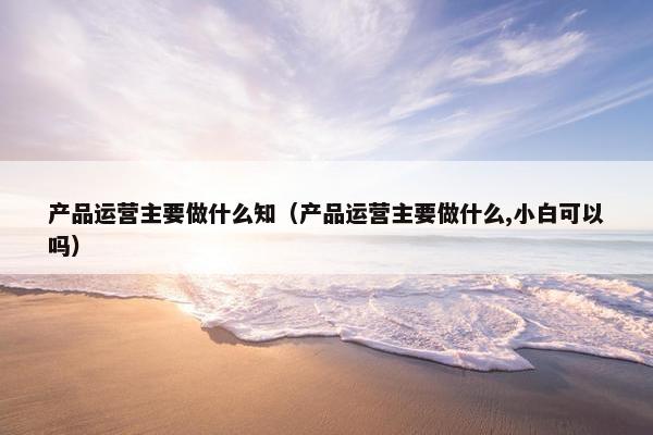 产品运营主要做什么知（产品运营主要做什么,小白可以吗）