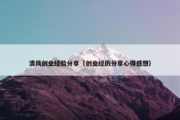 清风创业经验分享（创业经历分享心得感想）