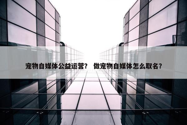 宠物自媒体公益运营？ 做宠物自媒体怎么取名？