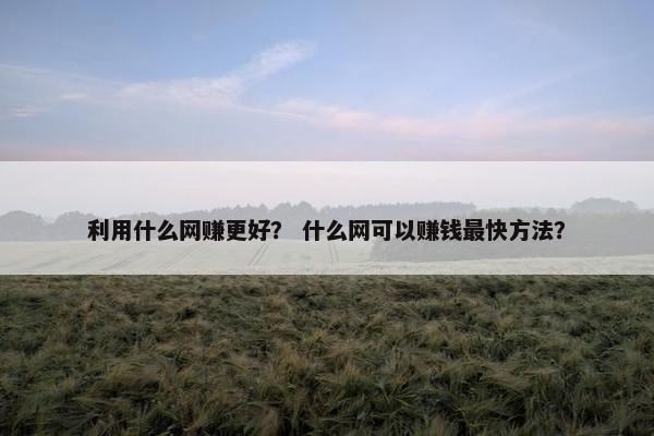 利用什么网赚更好？ 什么网可以赚钱最快方法？