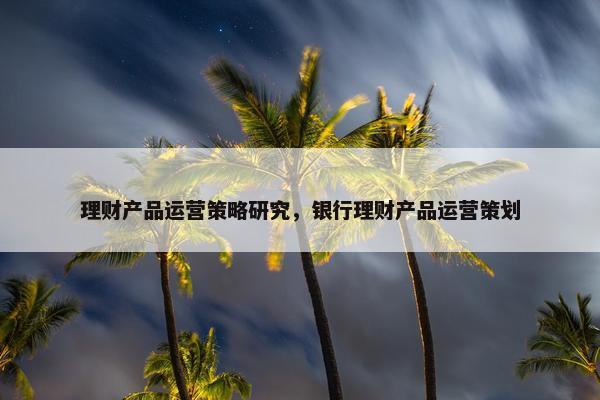 理财产品运营策略研究，银行理财产品运营策划