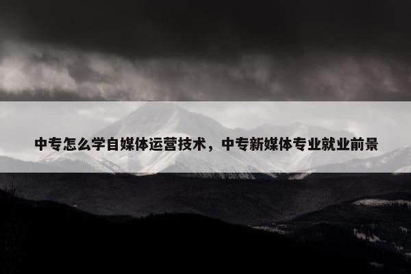 中专怎么学自媒体运营技术,中专新媒体专业就业前景 中专怎么学自媒体运营技术,中专新媒体专业就业前景