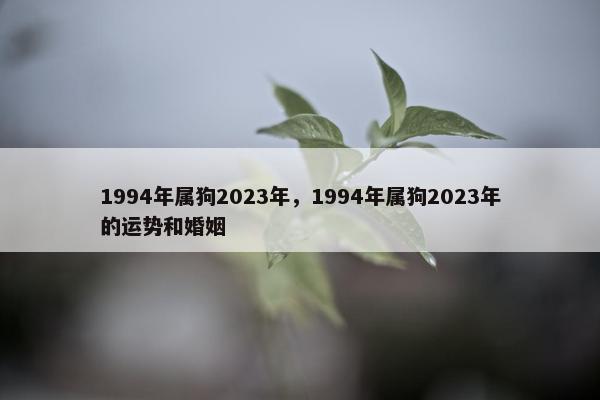 1994年属狗2023年，1994年属狗2023年的运势和婚姻
