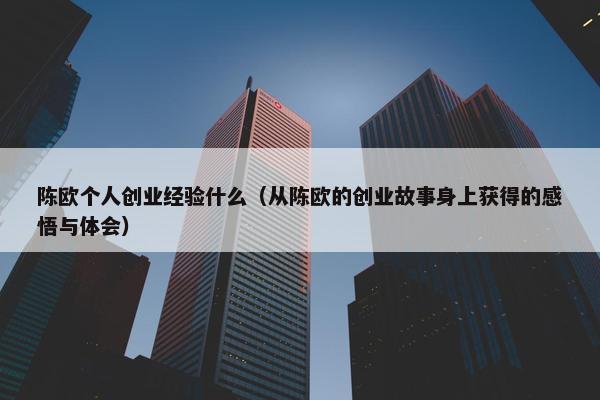 陈欧个人创业经验什么（从陈欧的创业故事身上获得的感悟与体会）