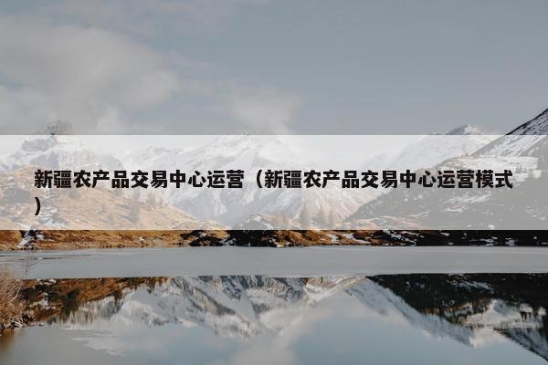 新疆农产品交易中心运营（新疆农产品交易中心运营模式）