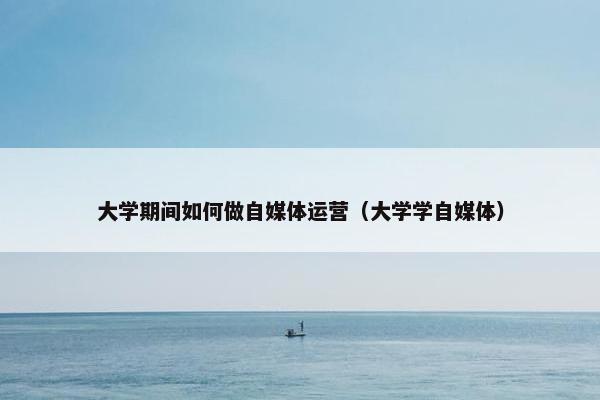 大学期间如何做自媒体运营（大学学自媒体）