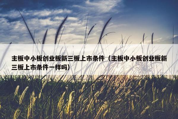主板中小板创业板新三板上市条件（主板中小板创业板新三板上市条件一样吗）
