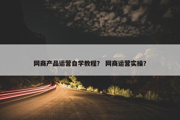 网商产品运营自学教程？ 网商运营实操？