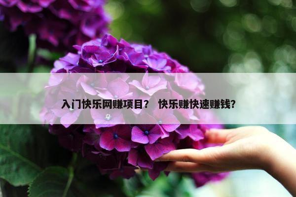 入门快乐网赚项目？ 快乐赚快速赚钱？