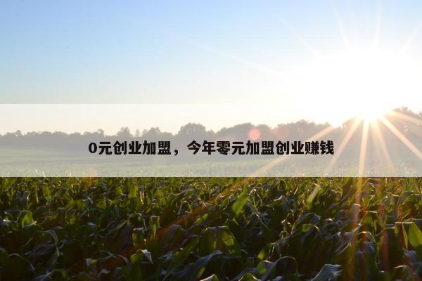 0元创业加盟，今年零元加盟创业赚钱