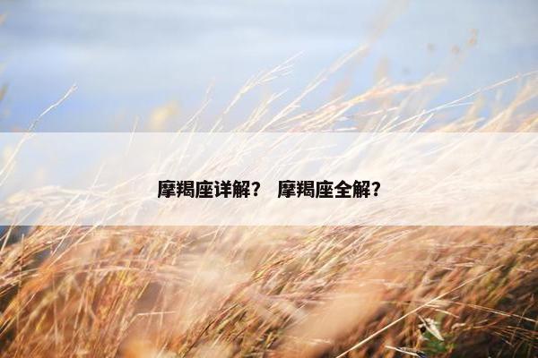 摩羯座详解？ 摩羯座全解？