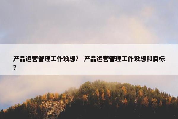 产品运营管理工作设想? 产品运营管理工作设想和目标? 产品运营管理工作设想? 产品运营管理工作设想和目标?