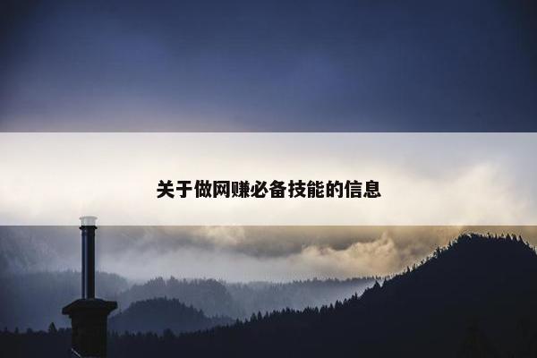 关于做网赚必备技能的信息 关于做网赚必备技能的信息