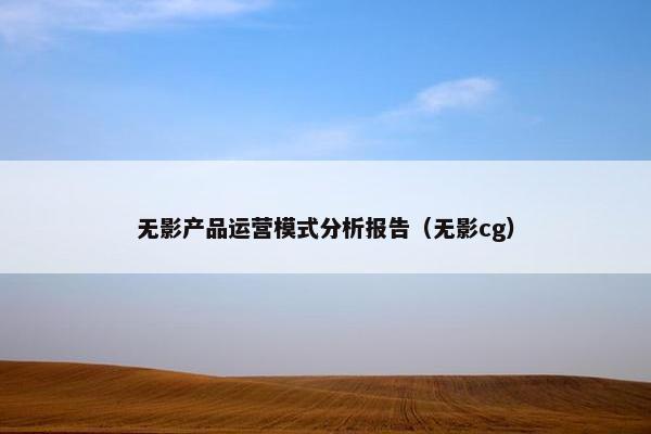 无影产品运营模式分析报告（无影cg）