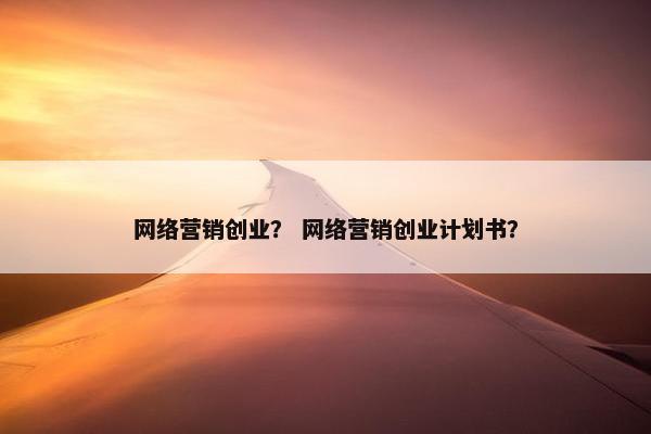 网络营销创业？ 网络营销创业计划书？
