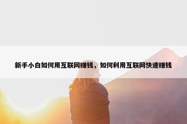 新手小白如何用互联网赚钱，如何利用互联网快速赚钱