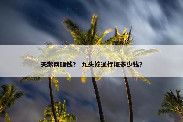 天鹅网赚钱？ 九头蛇通行证多少钱？