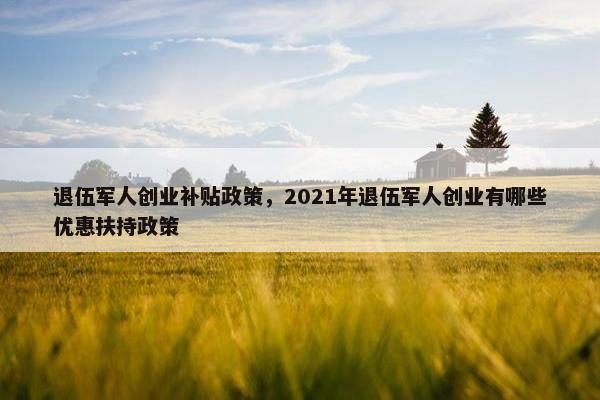 退伍军人创业补贴政策，2021年退伍军人创业有哪些优惠扶持政策