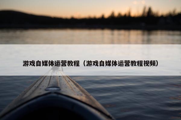 游戏自媒体运营教程（游戏自媒体运营教程视频）