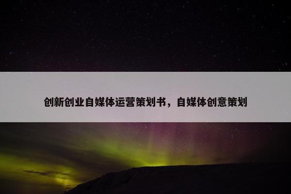 创新创业自媒体运营策划书，自媒体创意策划