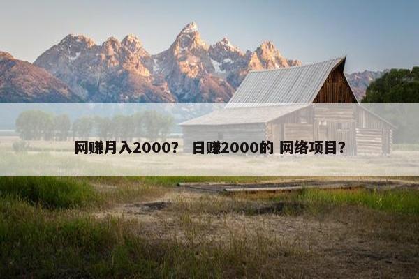 网赚月入2000？ 日赚2000的 网络项目？