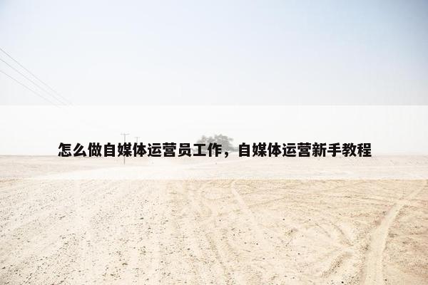 怎么做自媒体运营员工作，自媒体运营新手教程