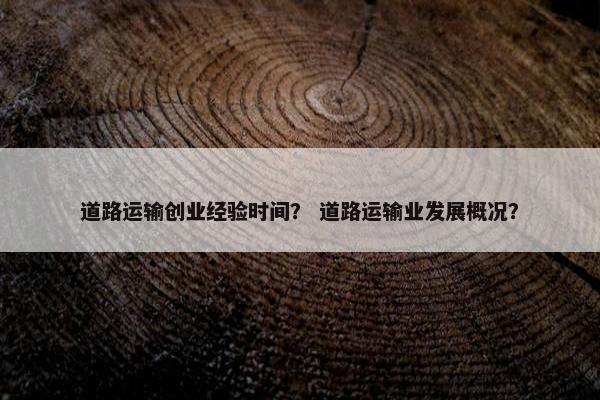 道路运输创业经验时间？ 道路运输业发展概况？