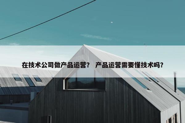 在技术公司做产品运营？ 产品运营需要懂技术吗？