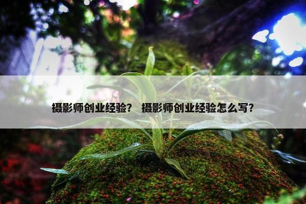 摄影师创业经验？ 摄影师创业经验怎么写？