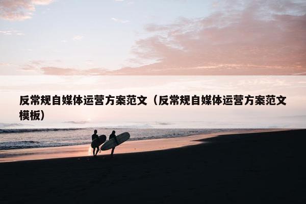 反常规自媒体运营方案范文（反常规自媒体运营方案范文模板）