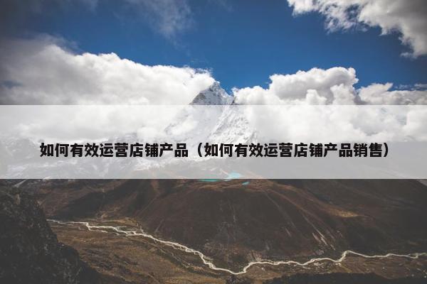 如何有效运营店铺产品（如何有效运营店铺产品销售）