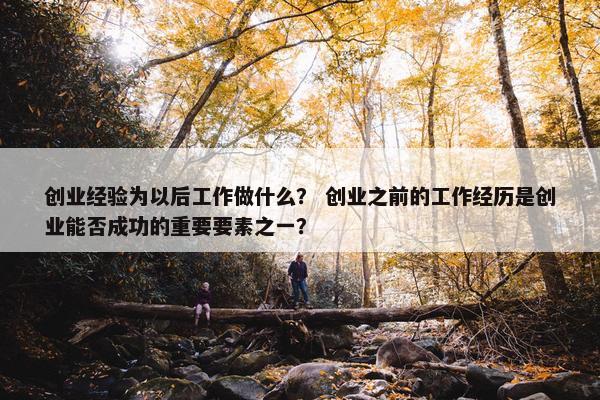 创业经验为以后工作做什么？ 创业之前的工作经历是创业能否成功的重要要素之一？