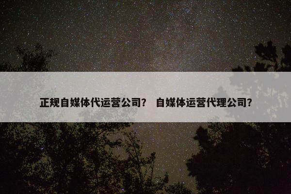 正规自媒体代运营公司？ 自媒体运营代理公司？