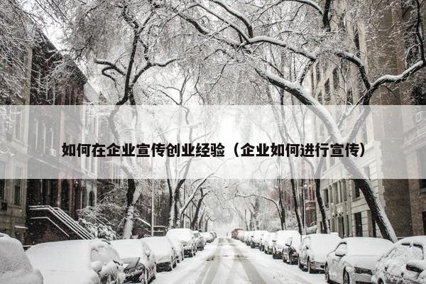 如何在企业宣传创业经验（企业如何进行宣传）