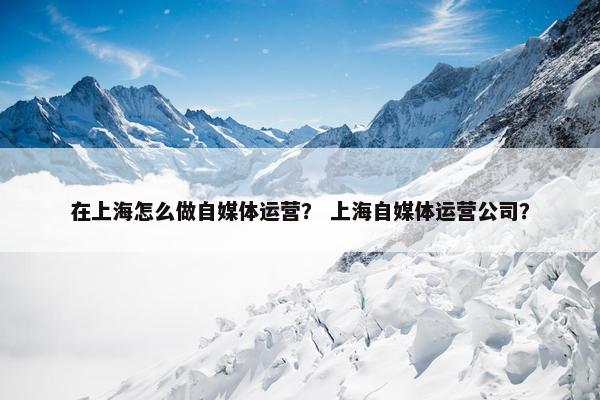 在上海怎么做自媒体运营？ 上海自媒体运营公司？